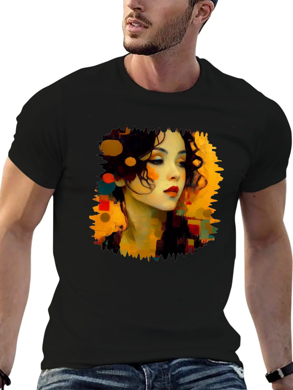 Abstract Woman Portrait Black T-Shirt product image 6