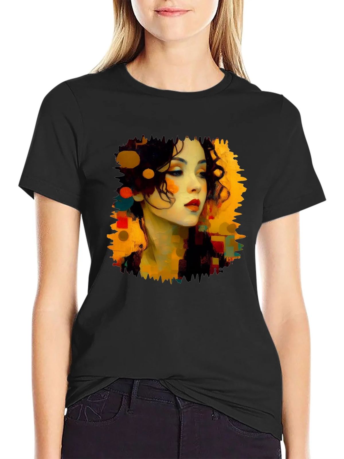 Abstract Woman Portrait Black T-Shirt product image 2
