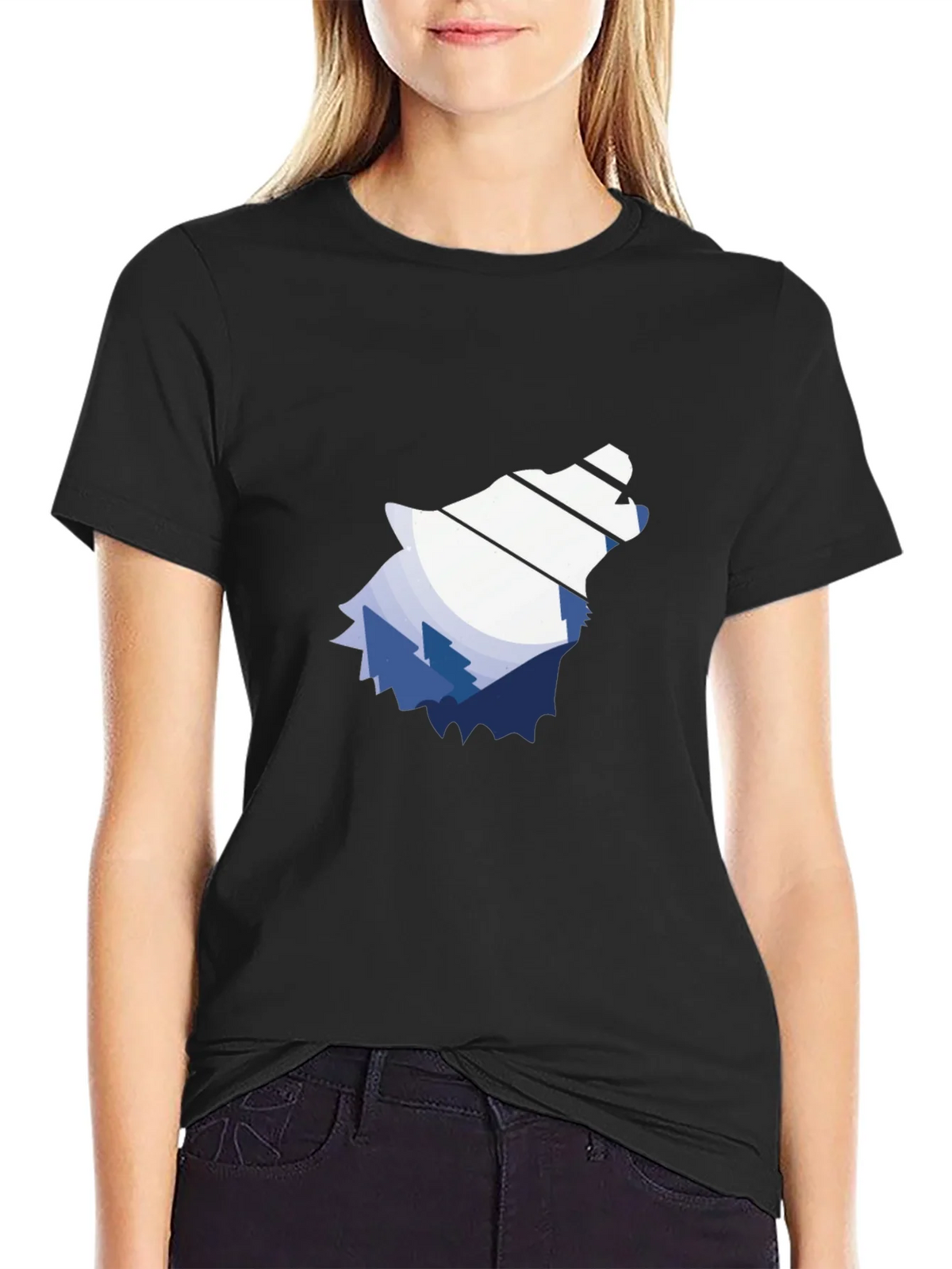 Wolf Mountain Graphic Tee - Stylish Black T-Shirt product image 2