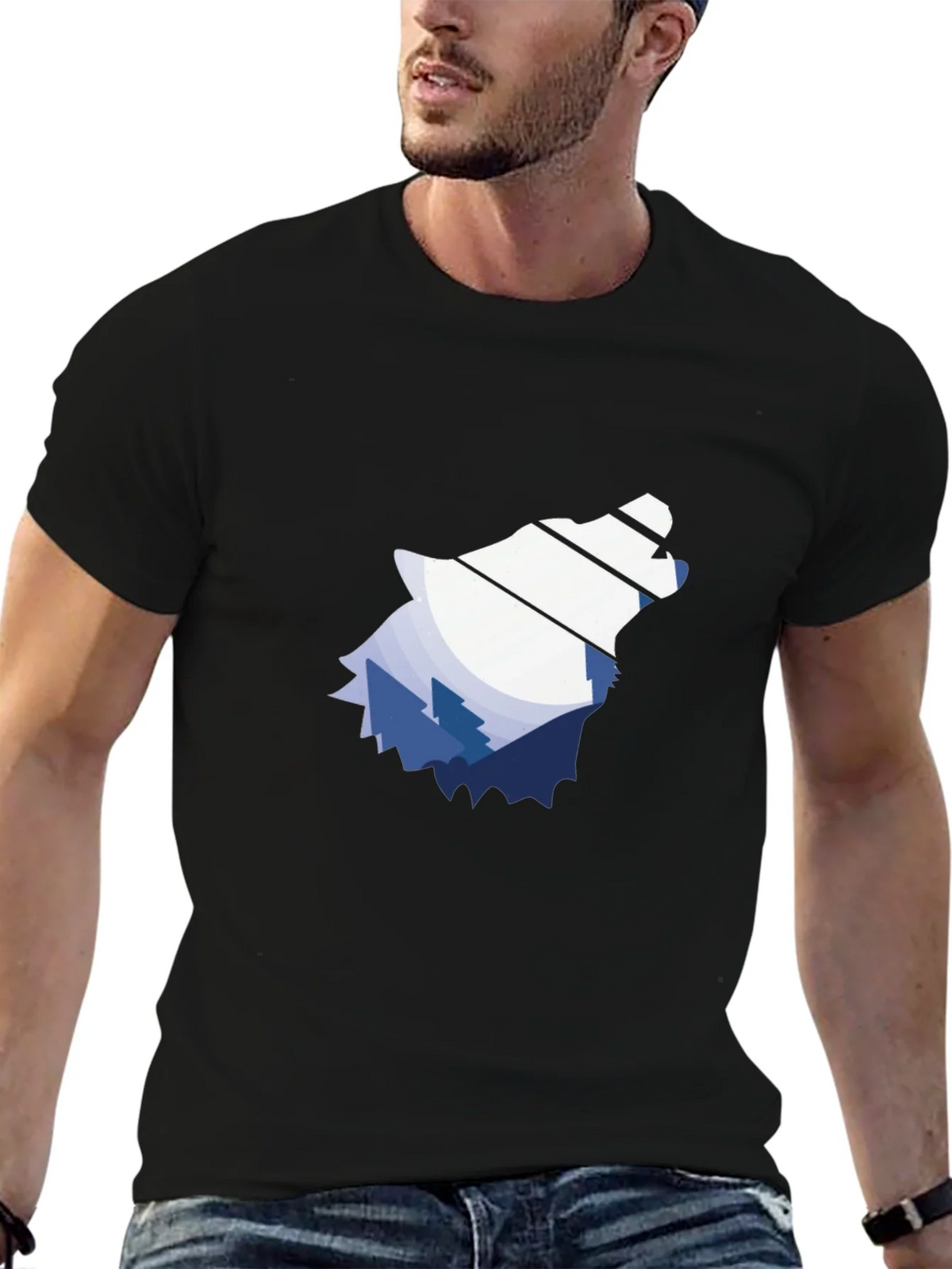 Wolf Mountain Graphic Tee - Stylish Black T-Shirt product image 5