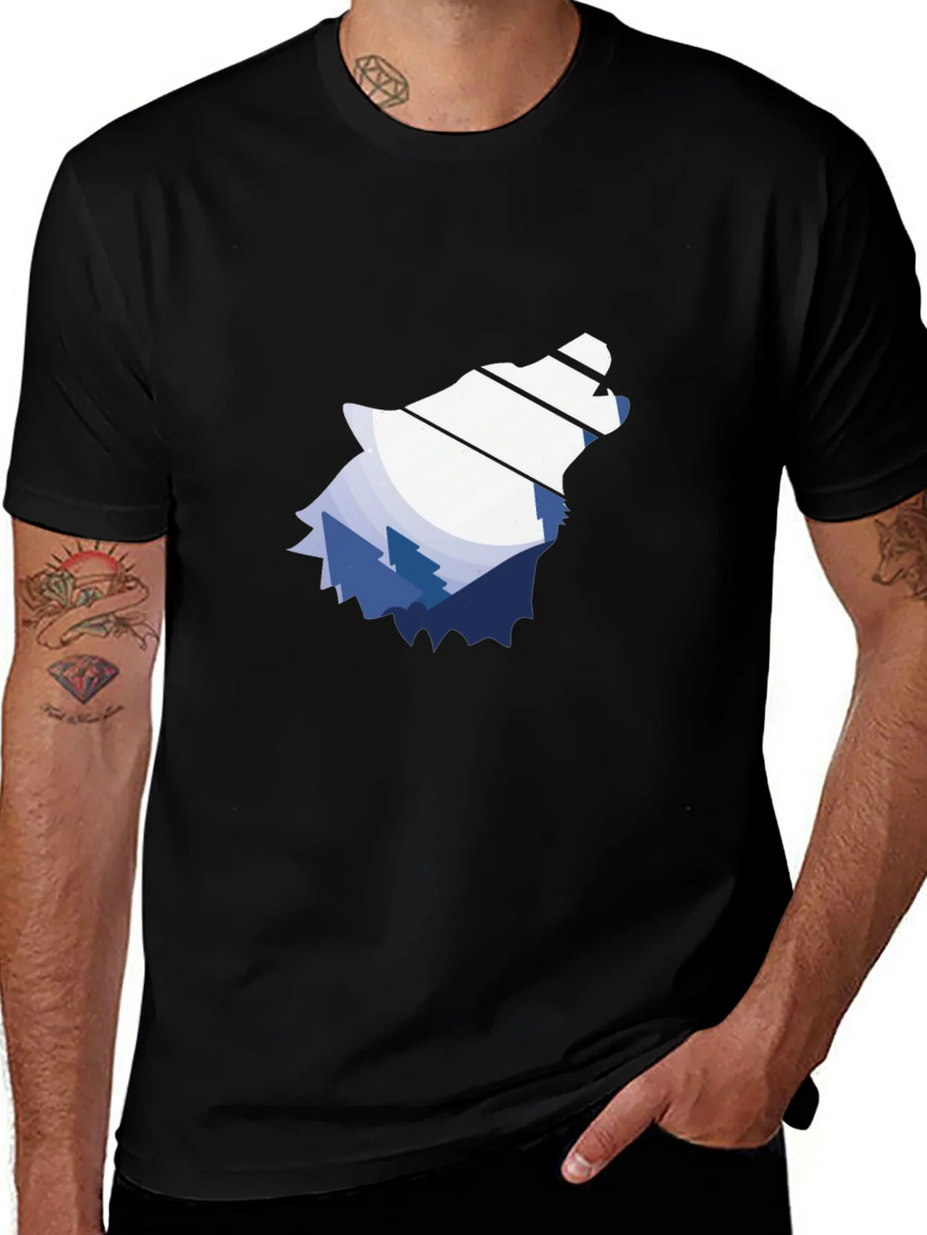 Wolf Mountain Graphic Tee - Stylish Black T-Shirt product image 1