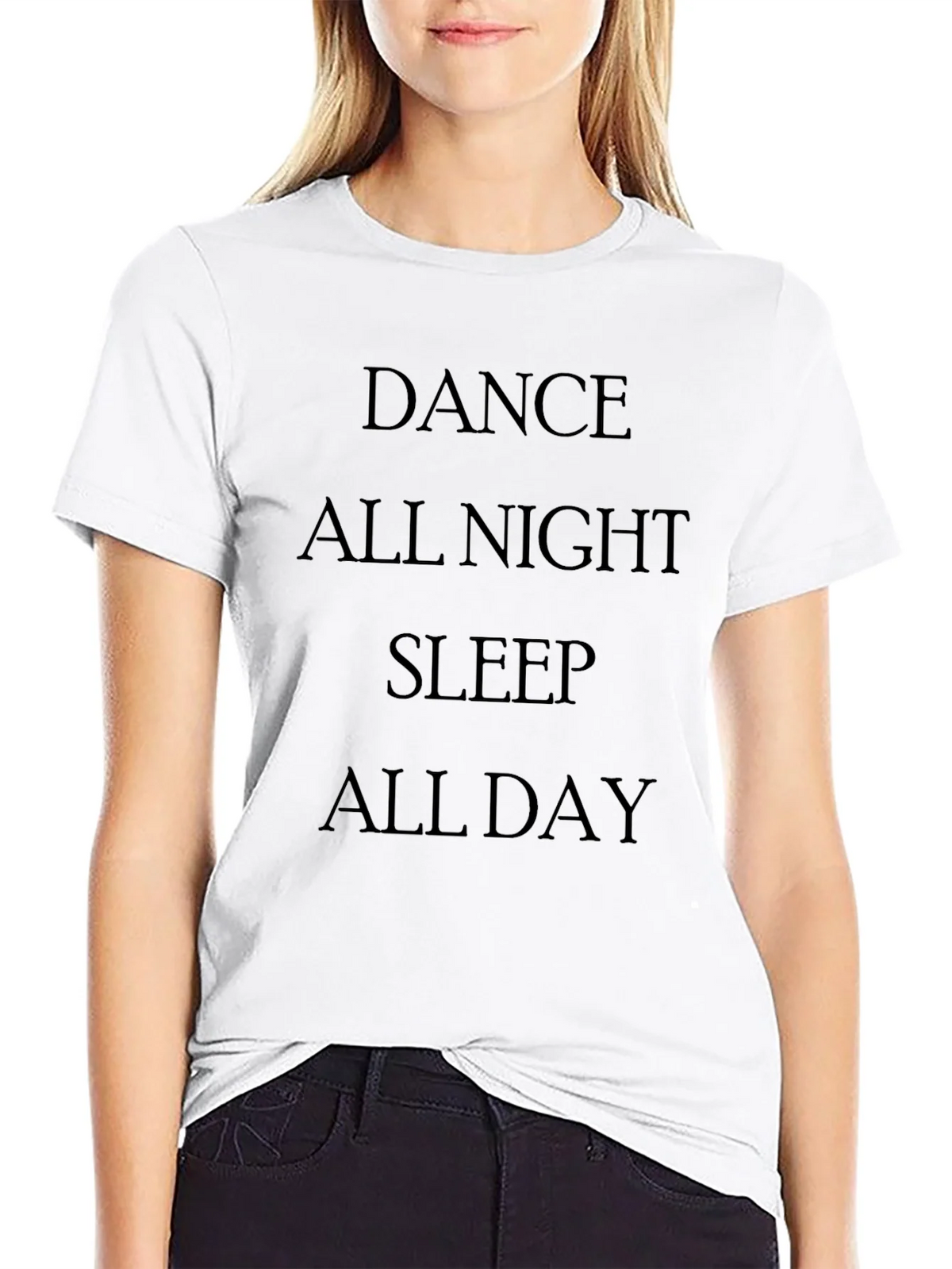 Dance All Night Sleep Day Black T-Shirt product image 8