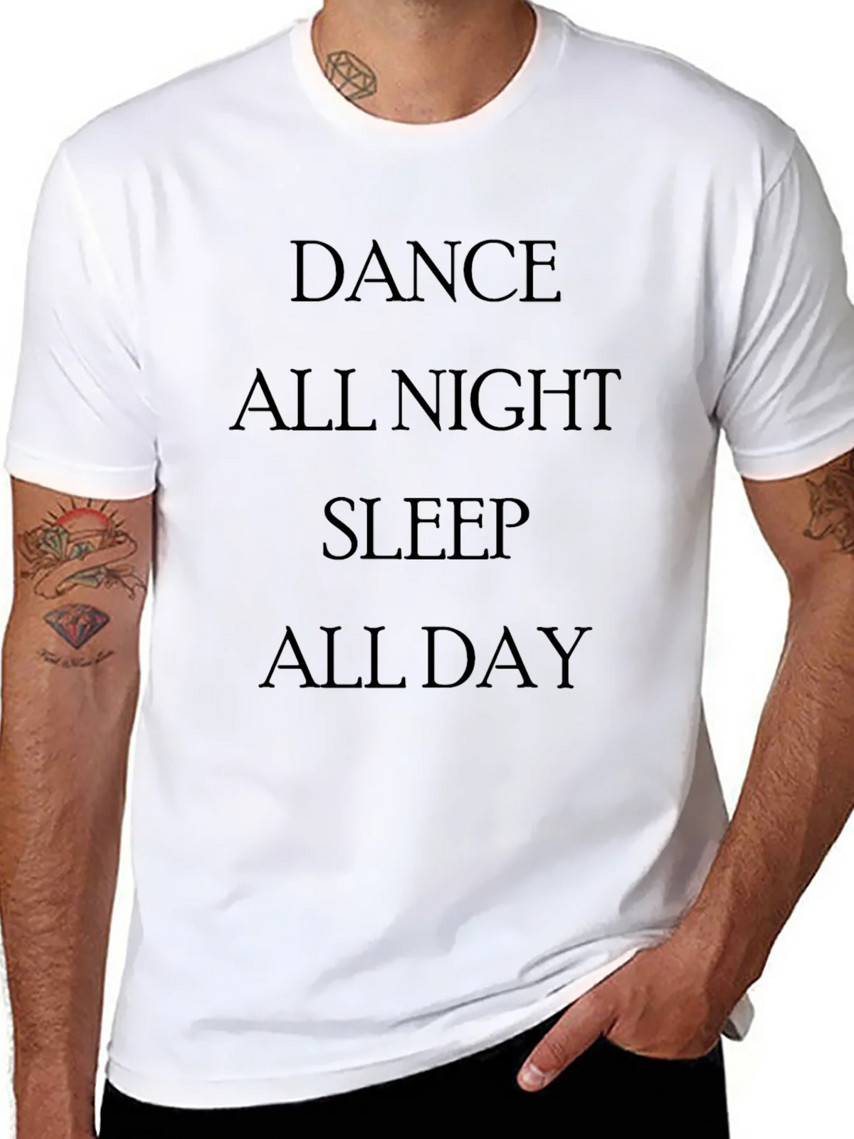 Dance All Night Sleep Day Black T-Shirt product image 7