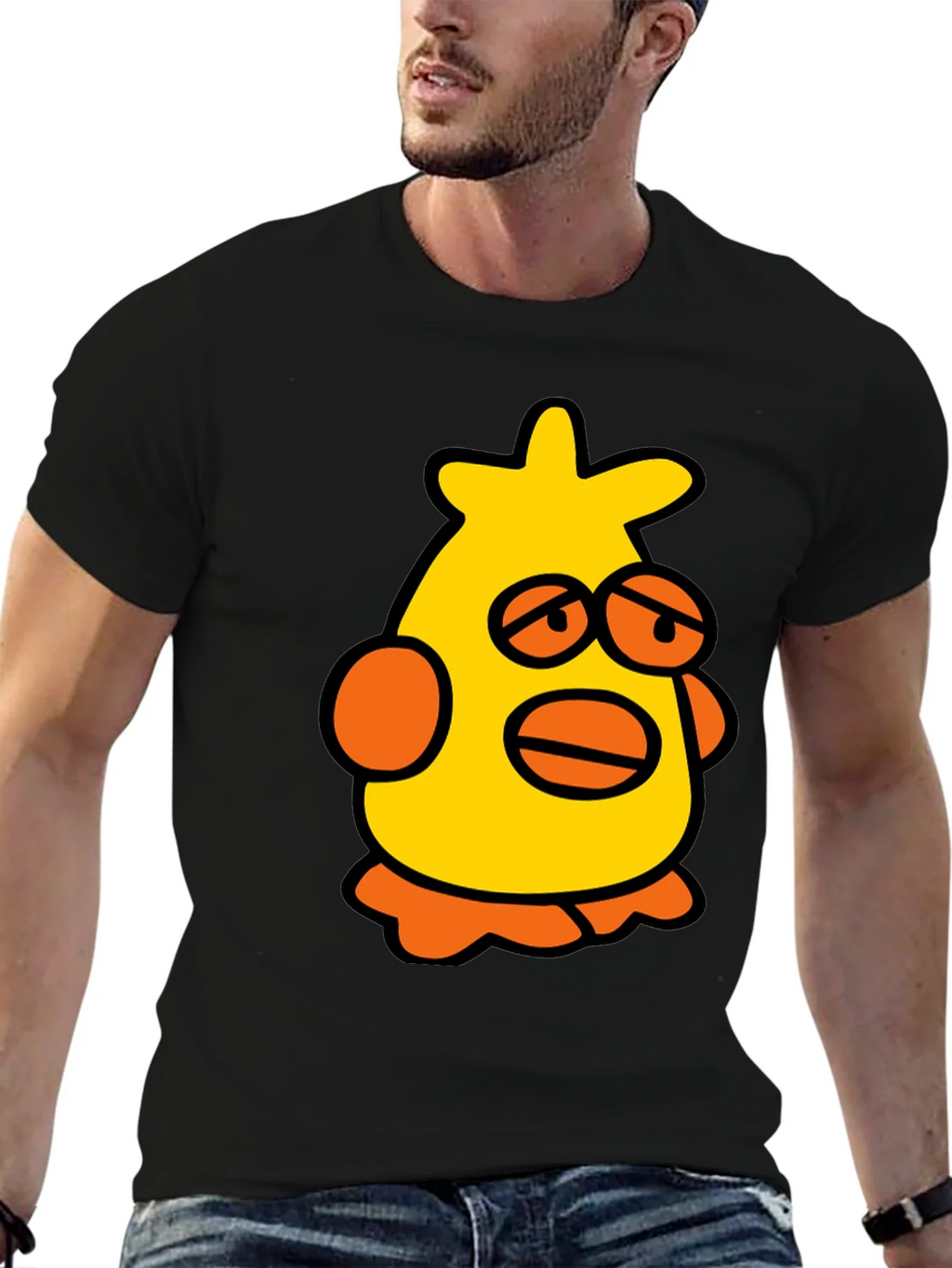 Cartoon Chicken Black T-Shirt product image 6