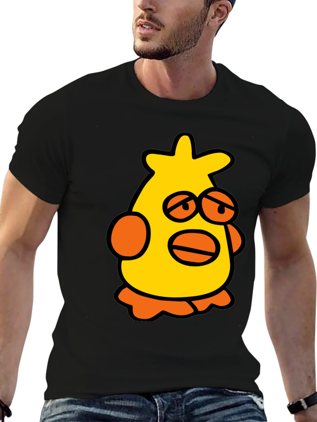 Cartoon Chicken Black T-Shirt product image 6