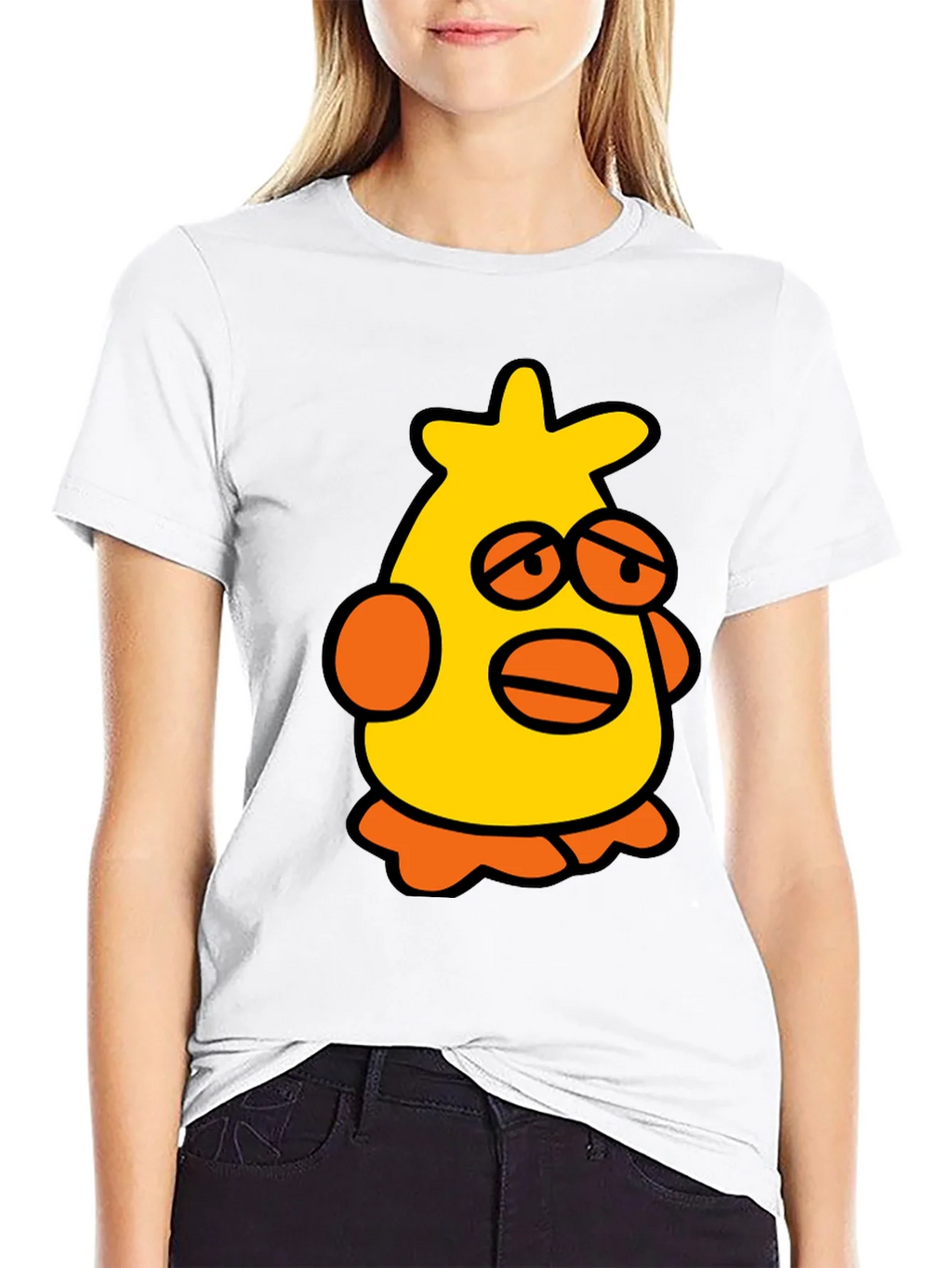 Cartoon Chicken Black T-Shirt product image 8