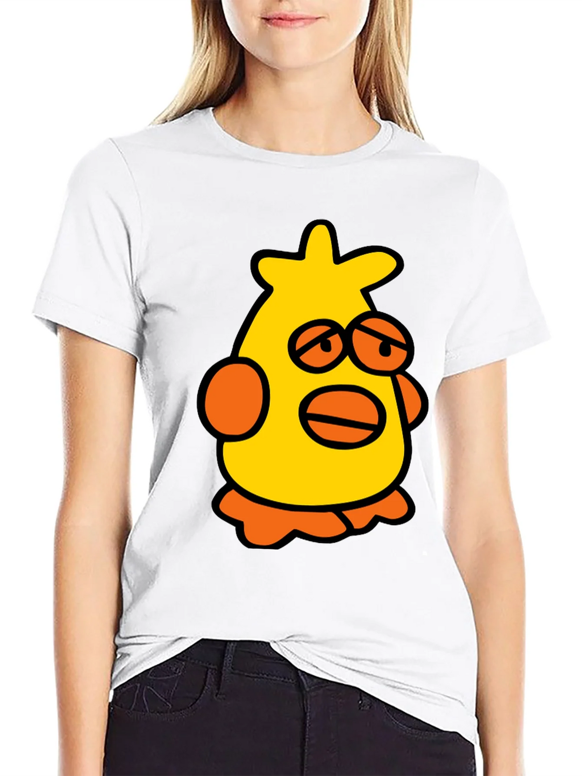 Cartoon Chicken Black T-Shirt product image 8