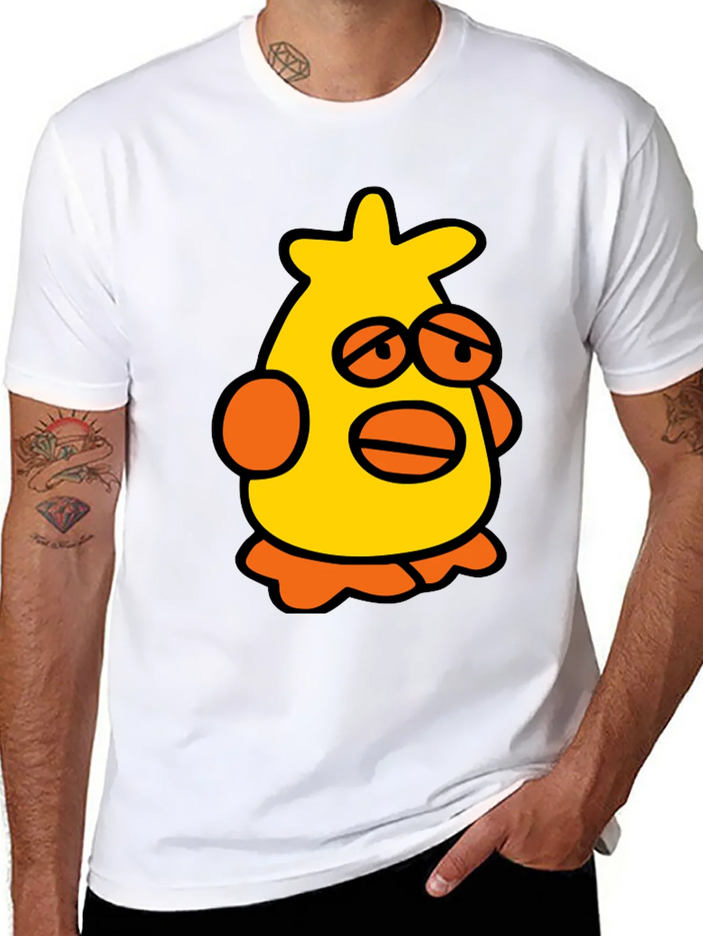 Cartoon Chicken Black T-Shirt product image 7