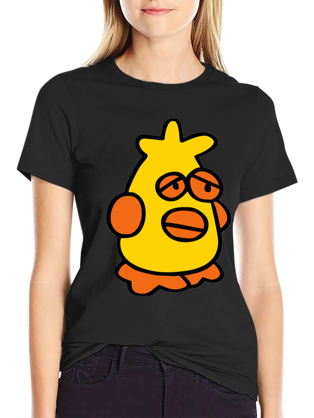 Cartoon Chicken Black T-Shirt product image 2