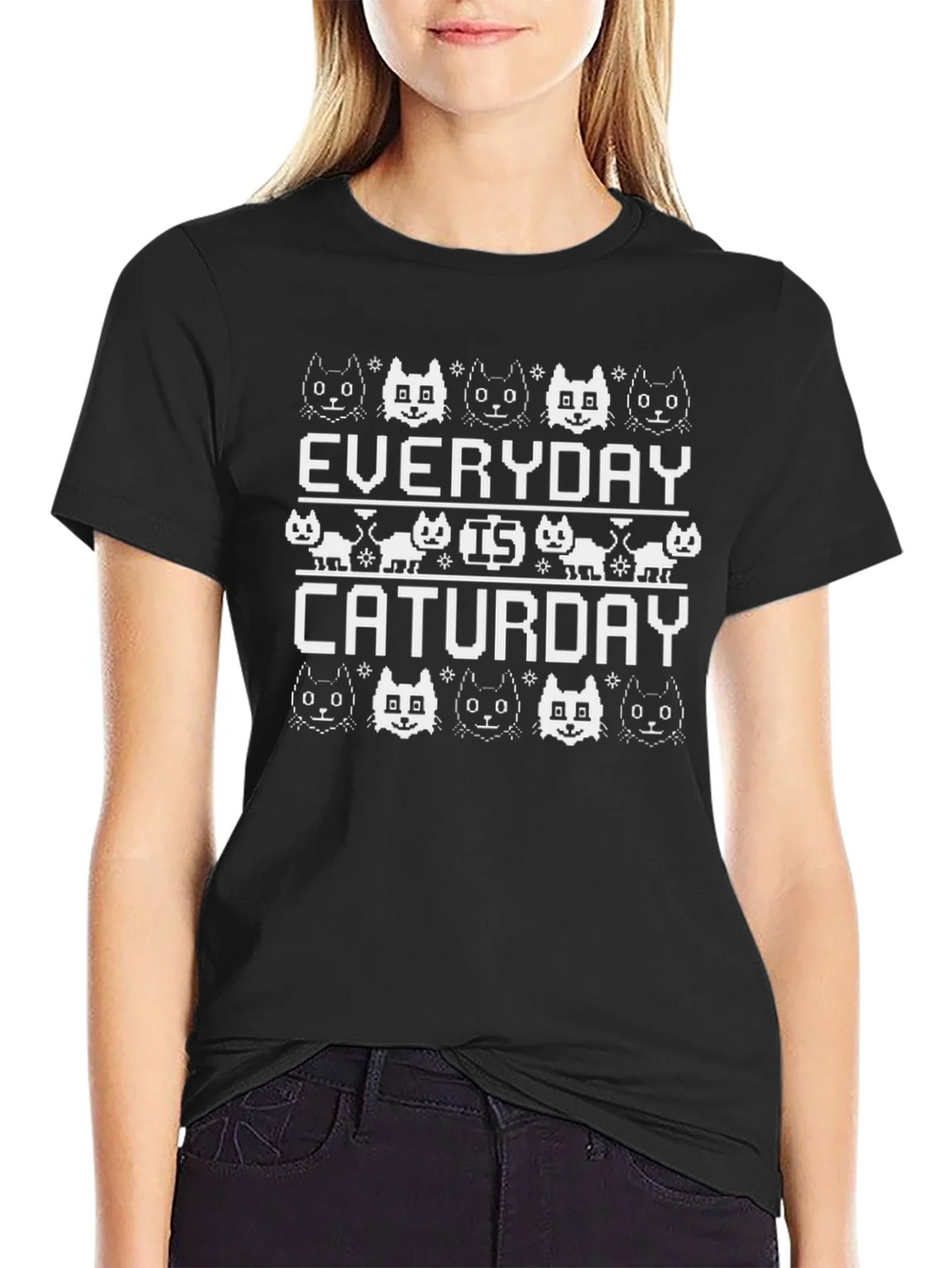 Everyday is Caturday Black T-Shirt product image 2