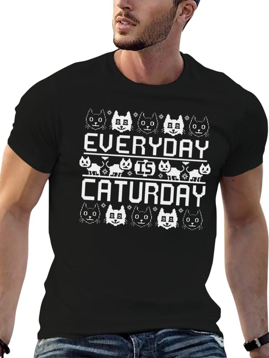 Everyday is Caturday Black T-Shirt product image 6
