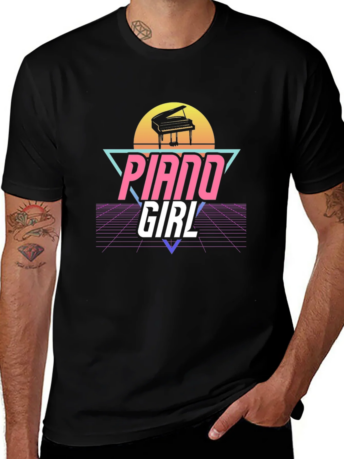 Piano Girl Retro T-Shirt product image 1