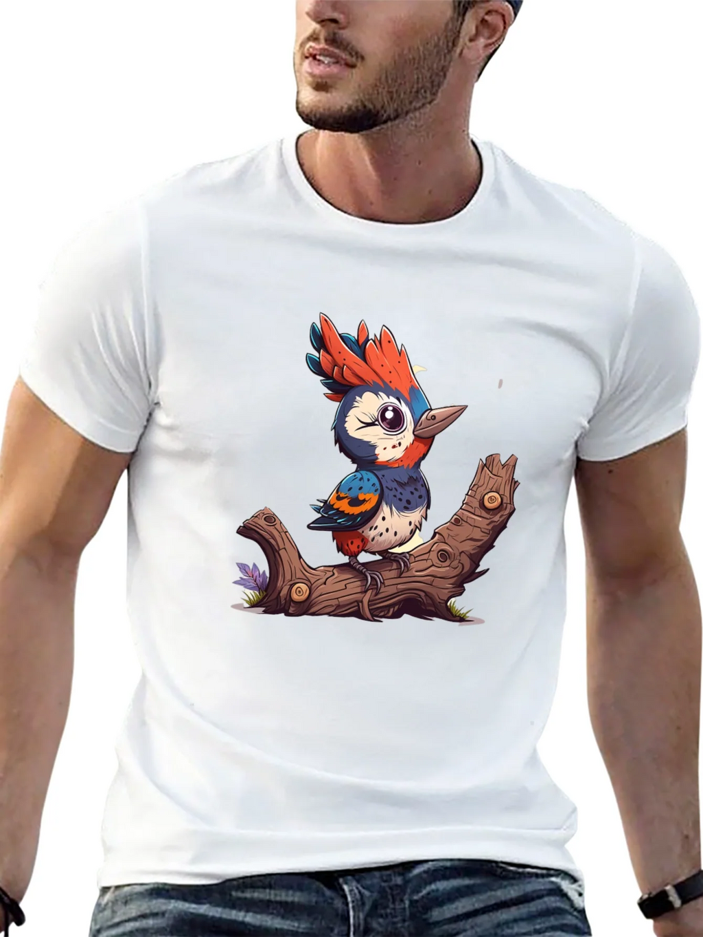 Cartoon Bird on Branch T-Shirt product image 12