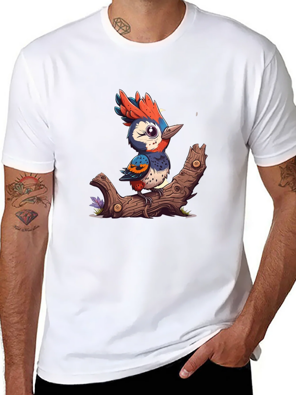 Cartoon Bird on Branch T-Shirt product image 7