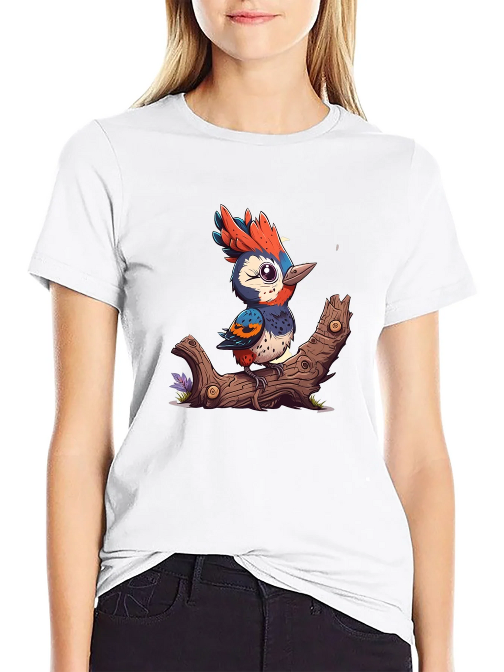 Cartoon Bird on Branch T-Shirt product image 8