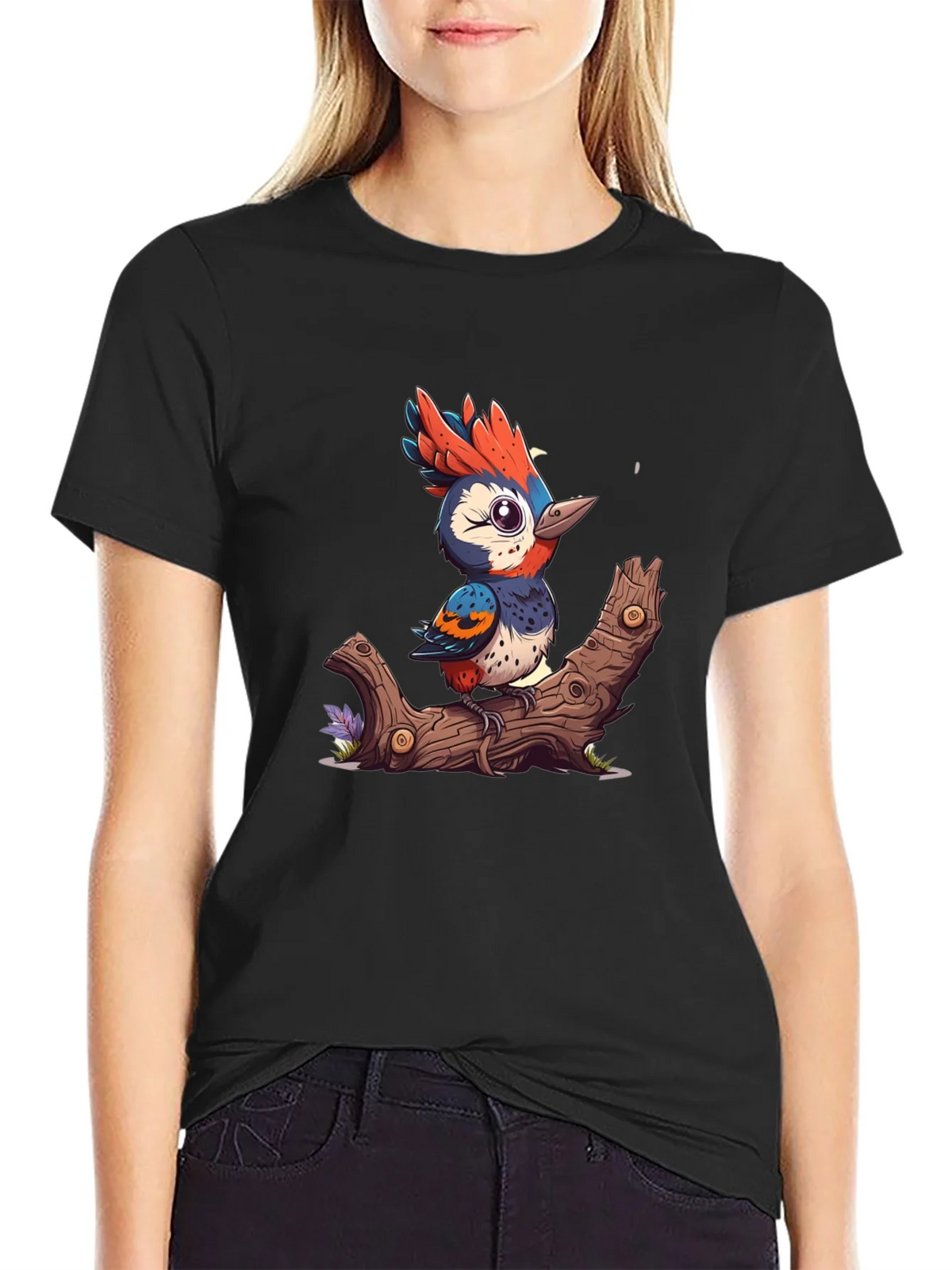 Cartoon Bird on Branch T-Shirt product image 2