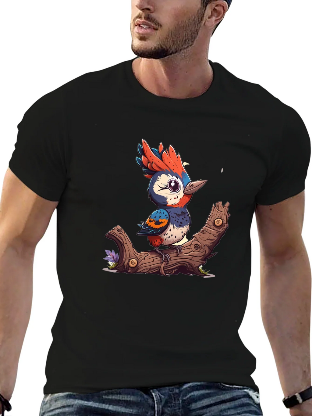 Cartoon Bird on Branch T-Shirt product image 6