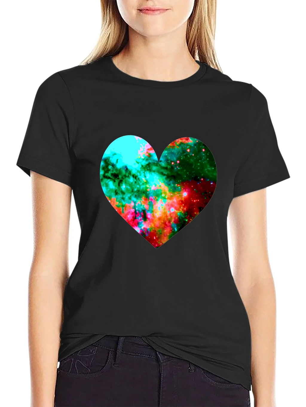 Galaxy Heart Graphic Black T-Shirt product image 2