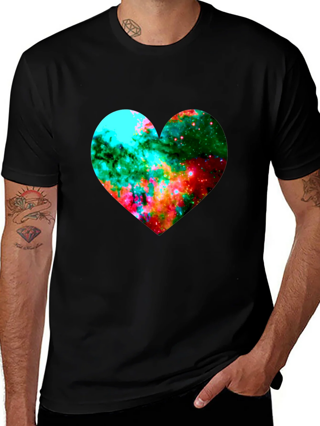 Galaxy Heart Graphic Black T-Shirt product image 1