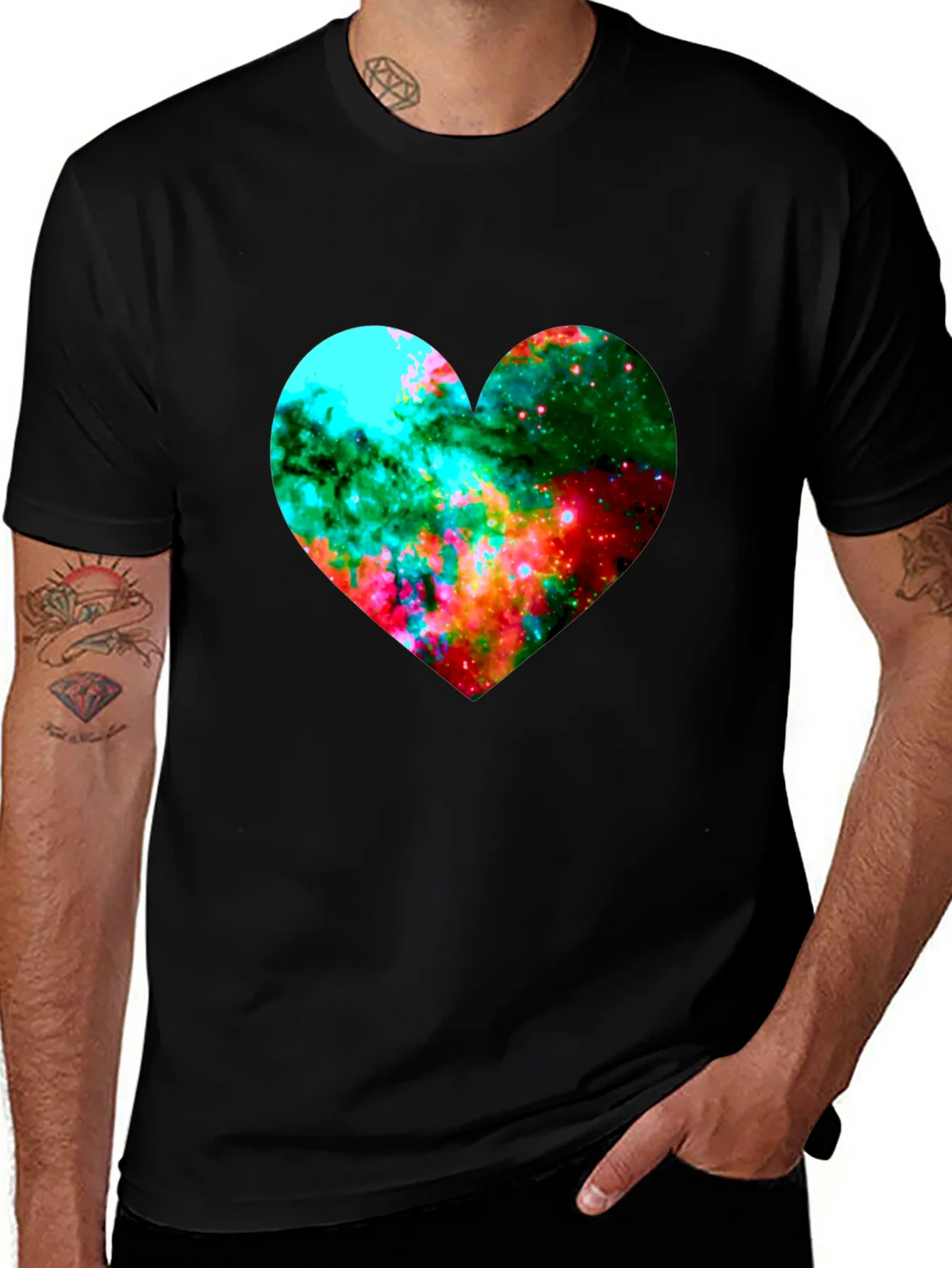 Galaxy Heart Graphic Black T-Shirt product image 1