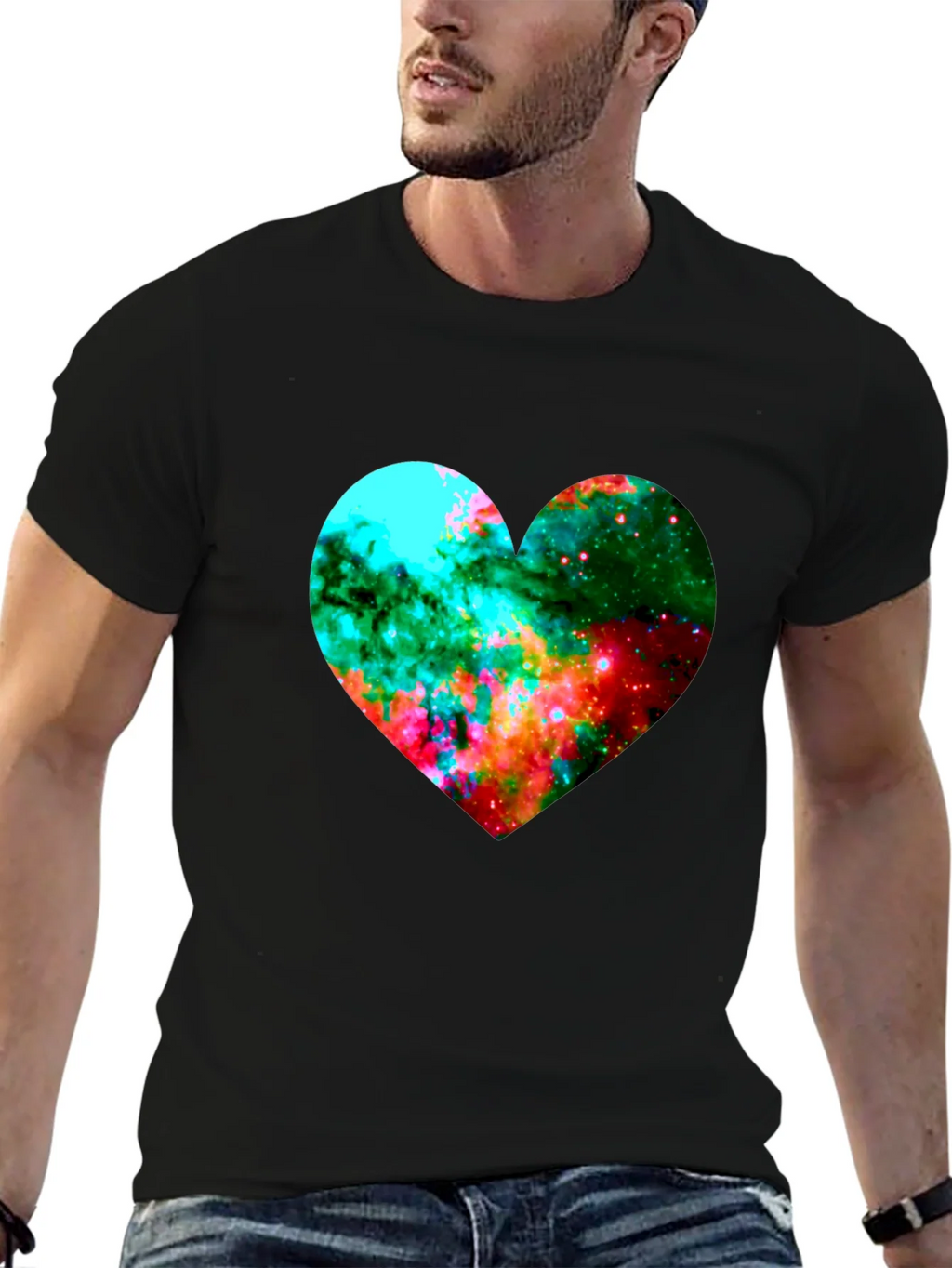 Galaxy Heart Graphic Black T-Shirt product image 6