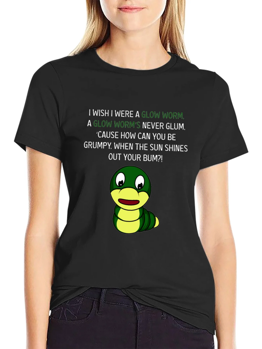 Glow Worm Humor T-Shirt - Shine From Your Bum! product image 2