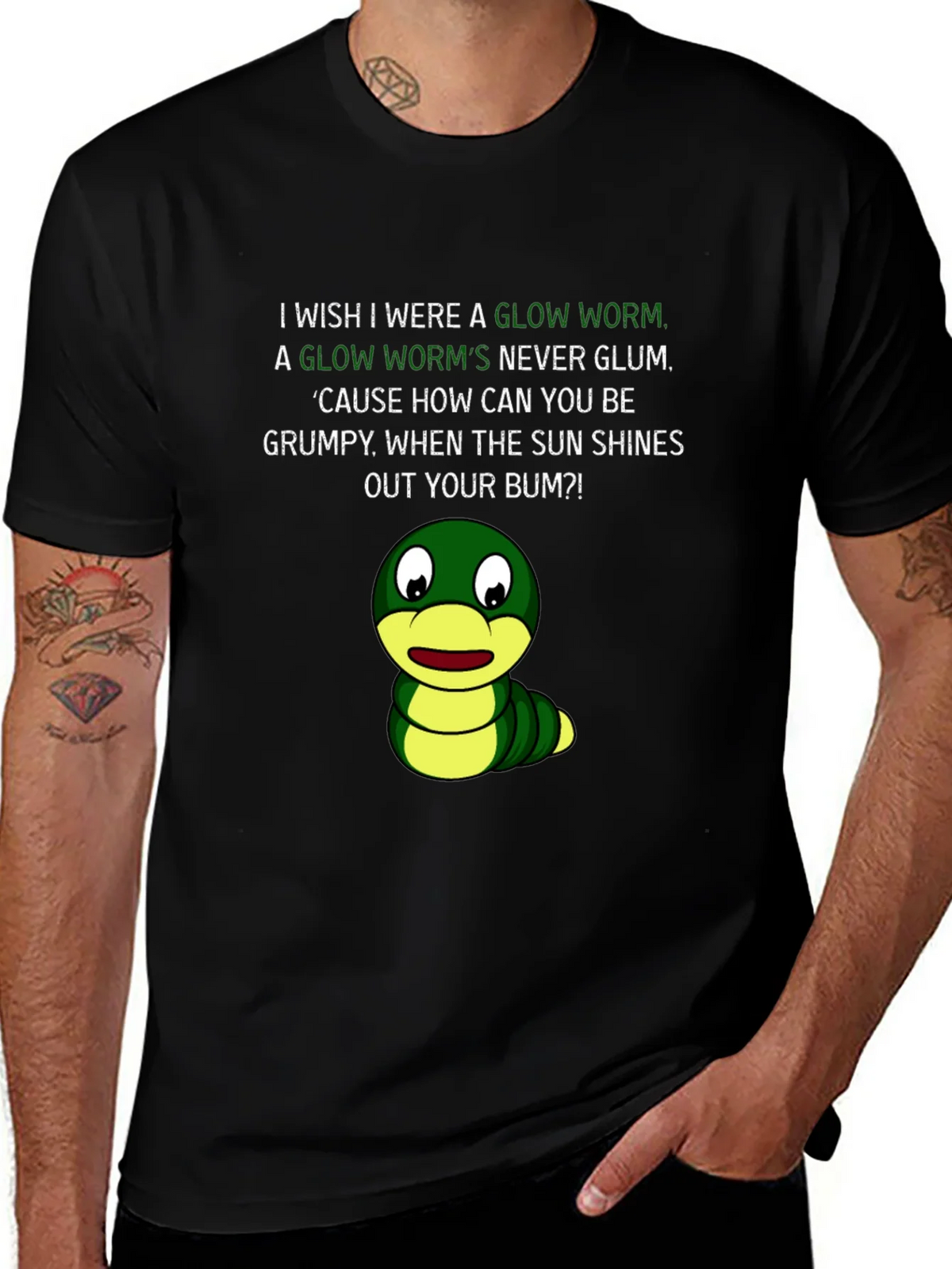 Glow Worm Humor T-Shirt - Shine From Your Bum! product image 1