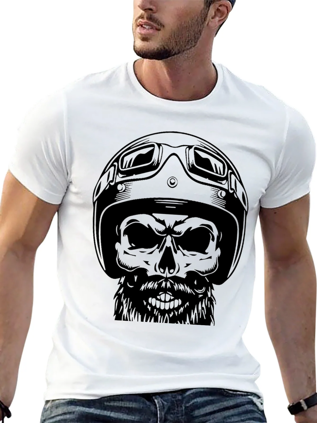 Skull Biker T-Shirt - Mens Black Graphic Tee product image 12