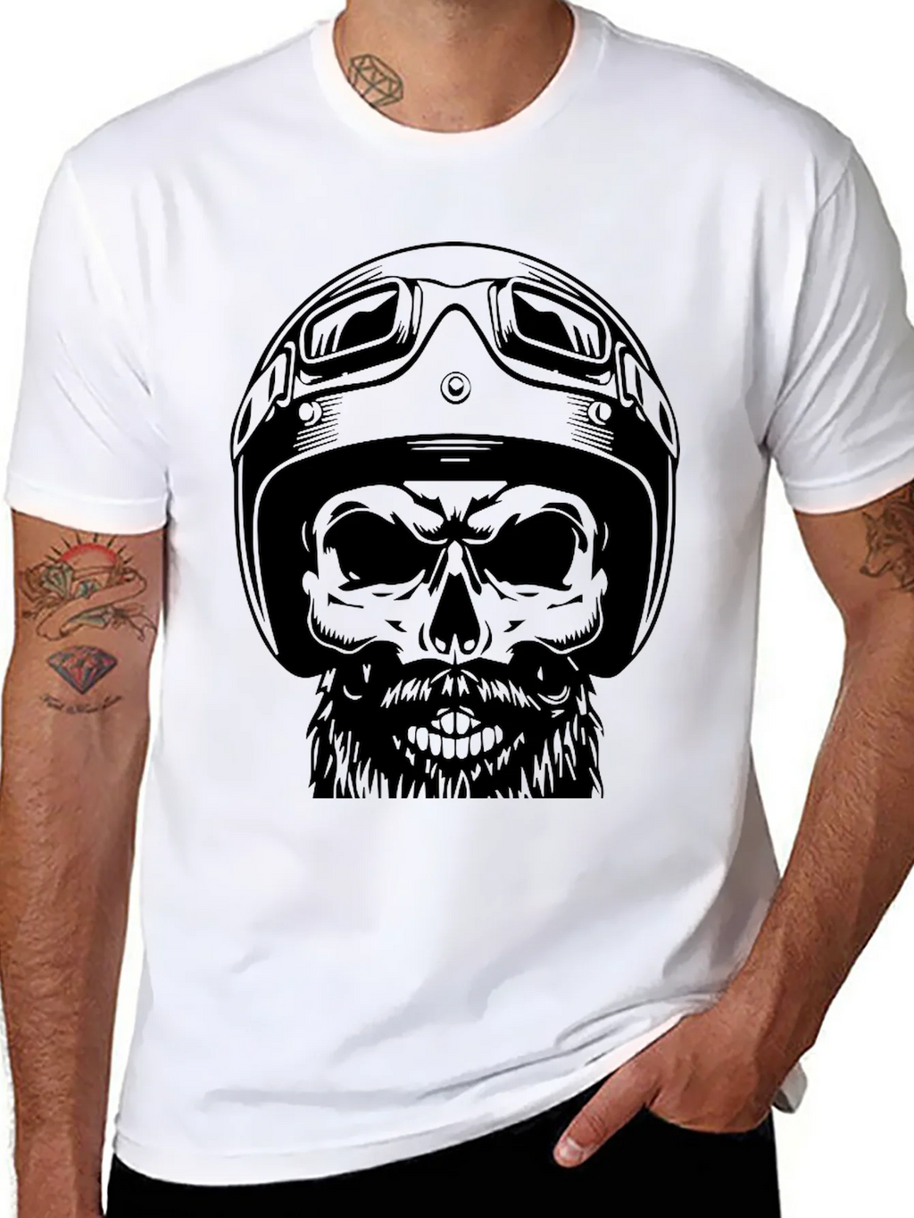 Skull Biker T-Shirt - Mens Black Graphic Tee product image 7