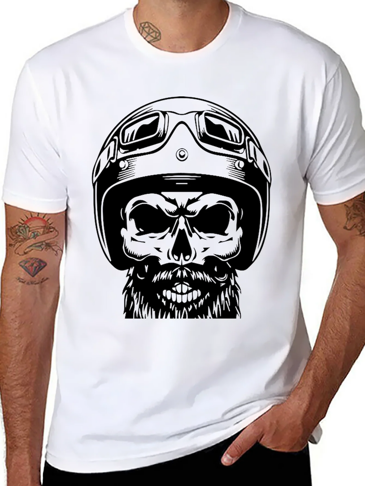 Skull Biker T-Shirt - Mens Black Graphic Tee product image 7