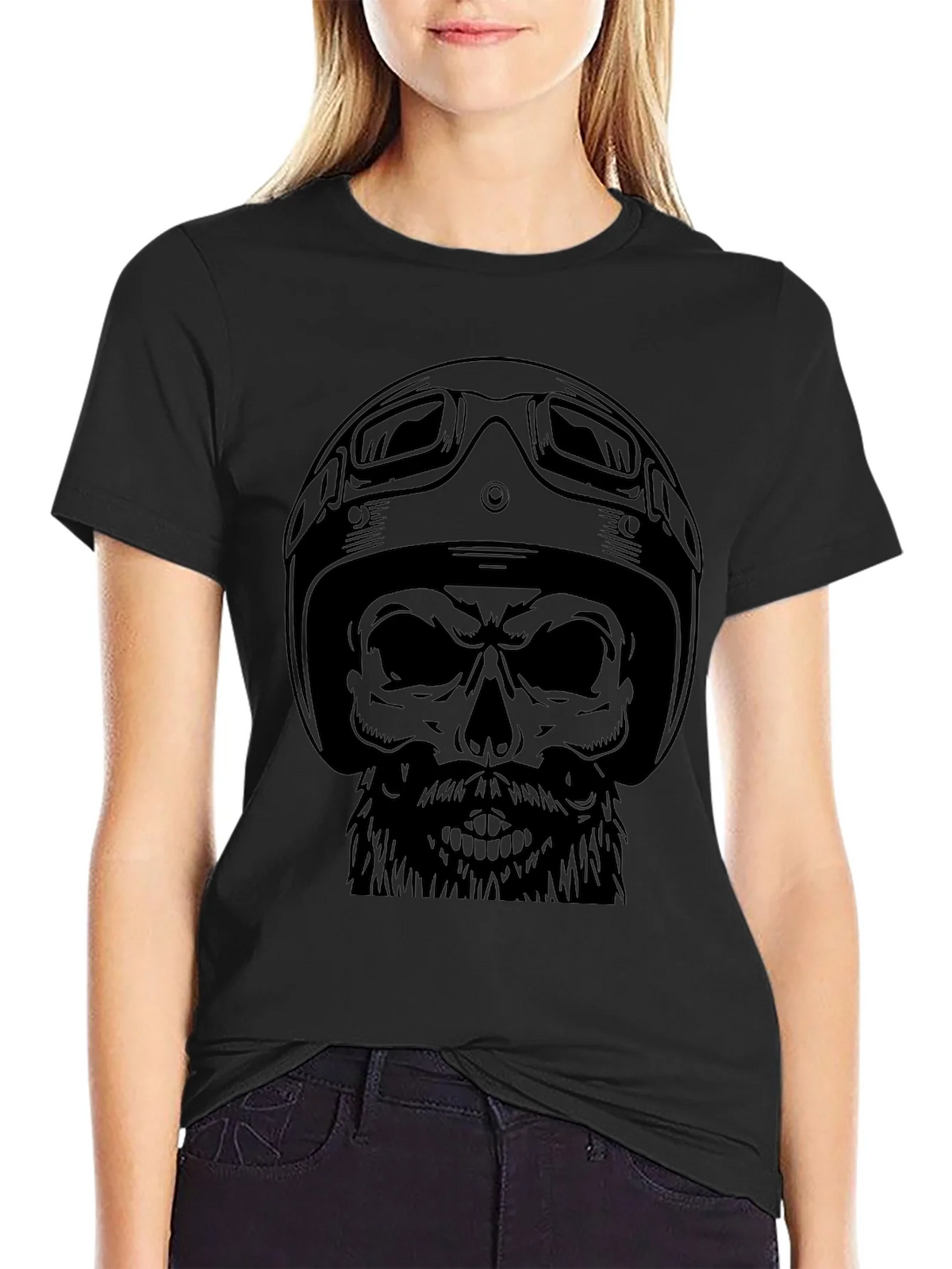 Skull Biker T-Shirt - Mens Black Graphic Tee product image 2