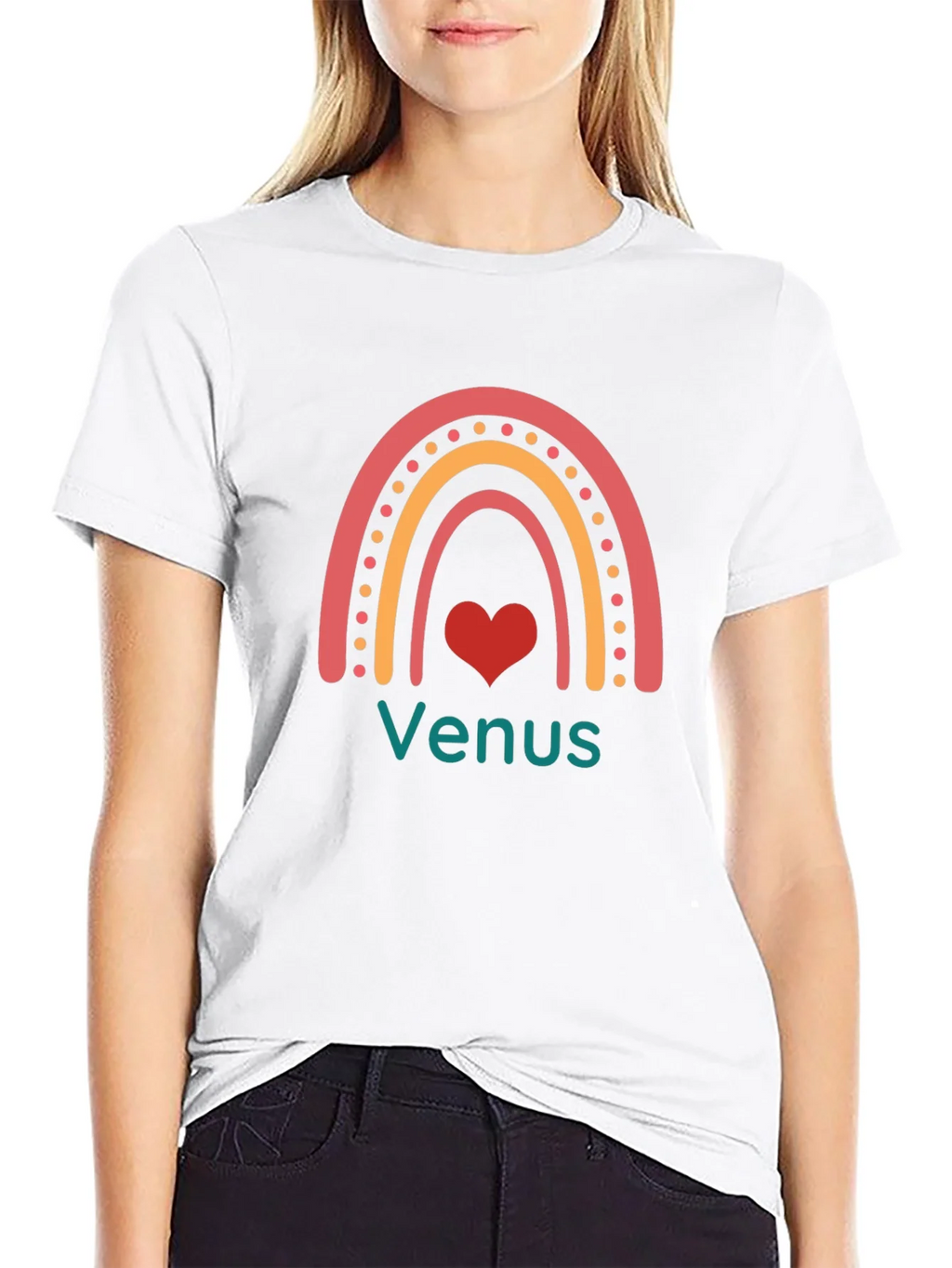 Venus Rainbow Heart Black T-Shirt product image 7