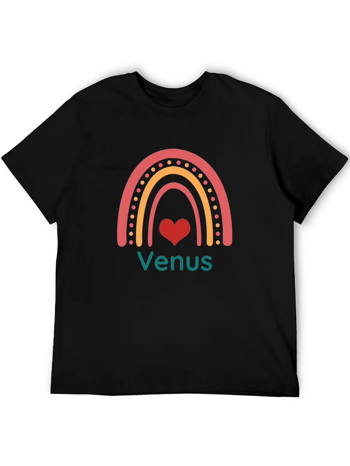 Venus Rainbow Heart Black T-Shirt product image 4