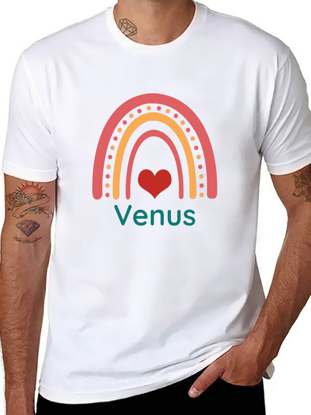 Venus Rainbow Heart Black T-Shirt product image 6