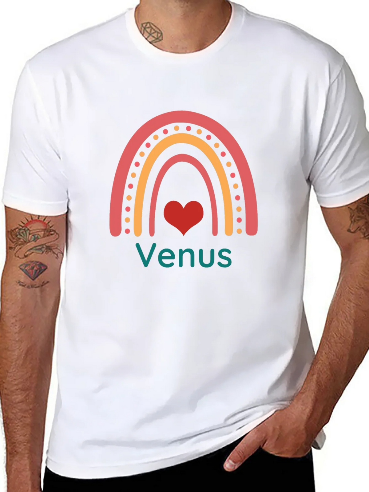 Venus Rainbow Heart Black T-Shirt product image 6