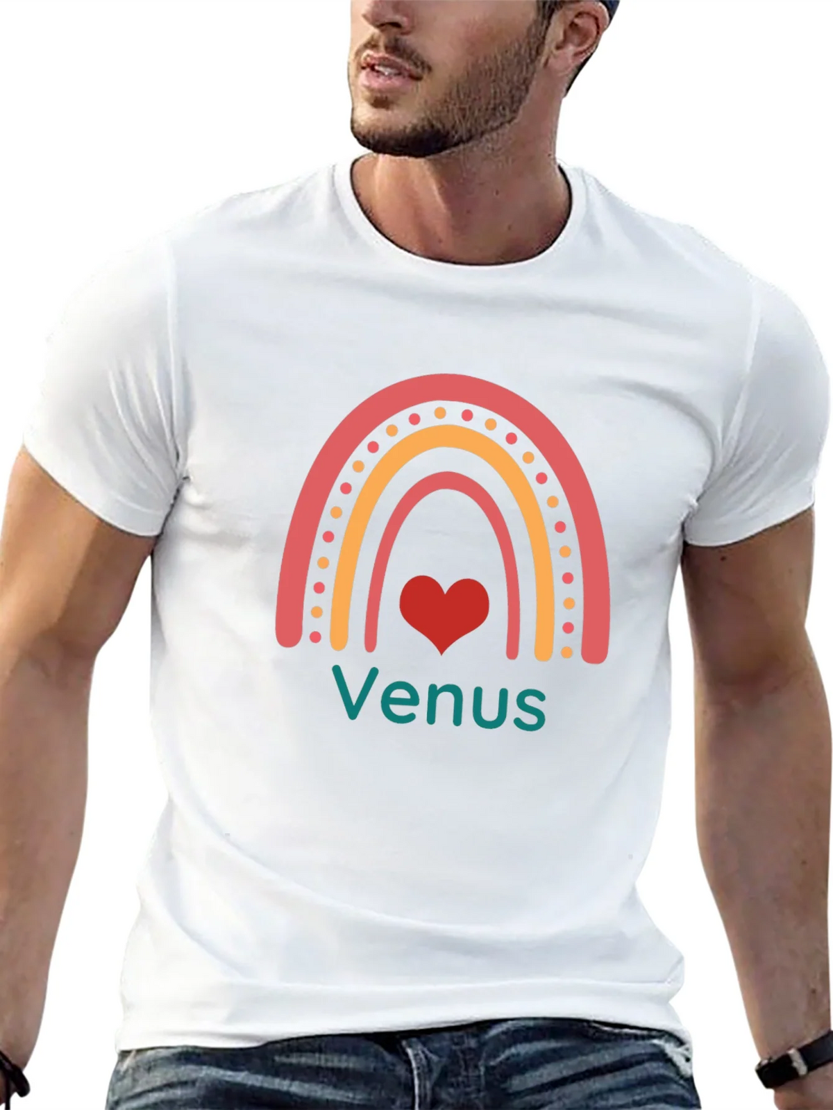 Venus Rainbow Heart Black T-Shirt product image 11