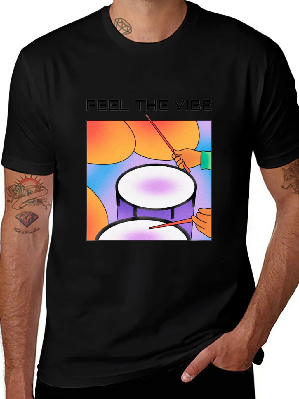 Feel The Vibe Graphic Tee - Drum Design product image 1