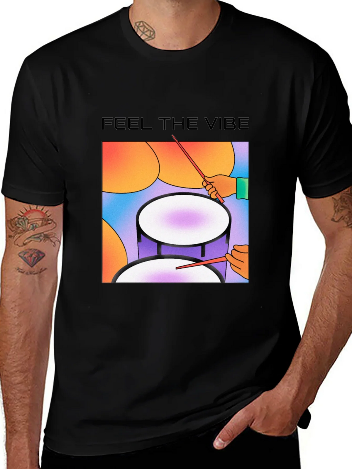 Feel The Vibe Graphic Tee - Drum Design product image 1
