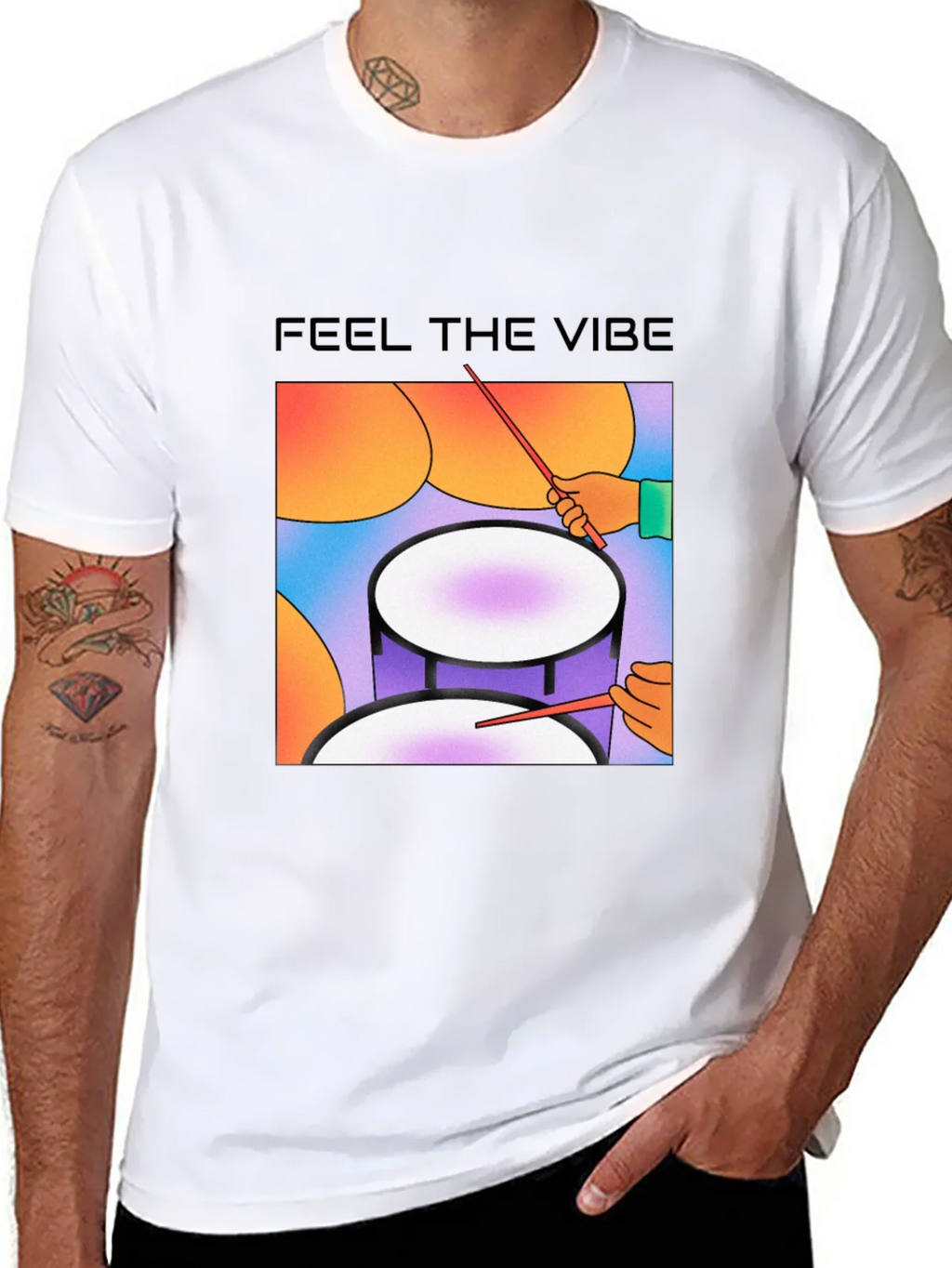 Feel The Vibe Graphic Tee - Drum Design product image 7
