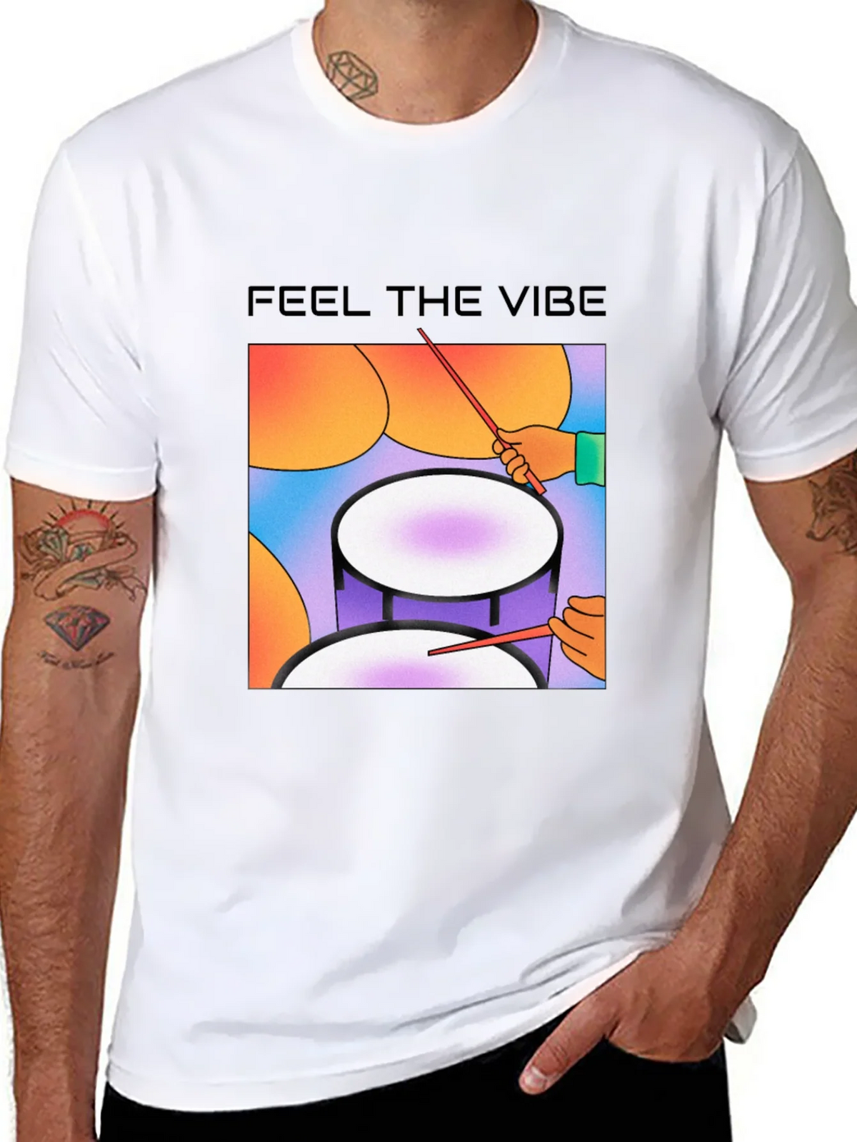 Feel The Vibe Graphic Tee - Drum Design product image 7