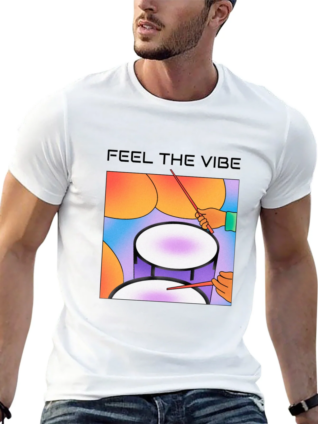 Feel The Vibe Graphic Tee - Drum Design product image 12