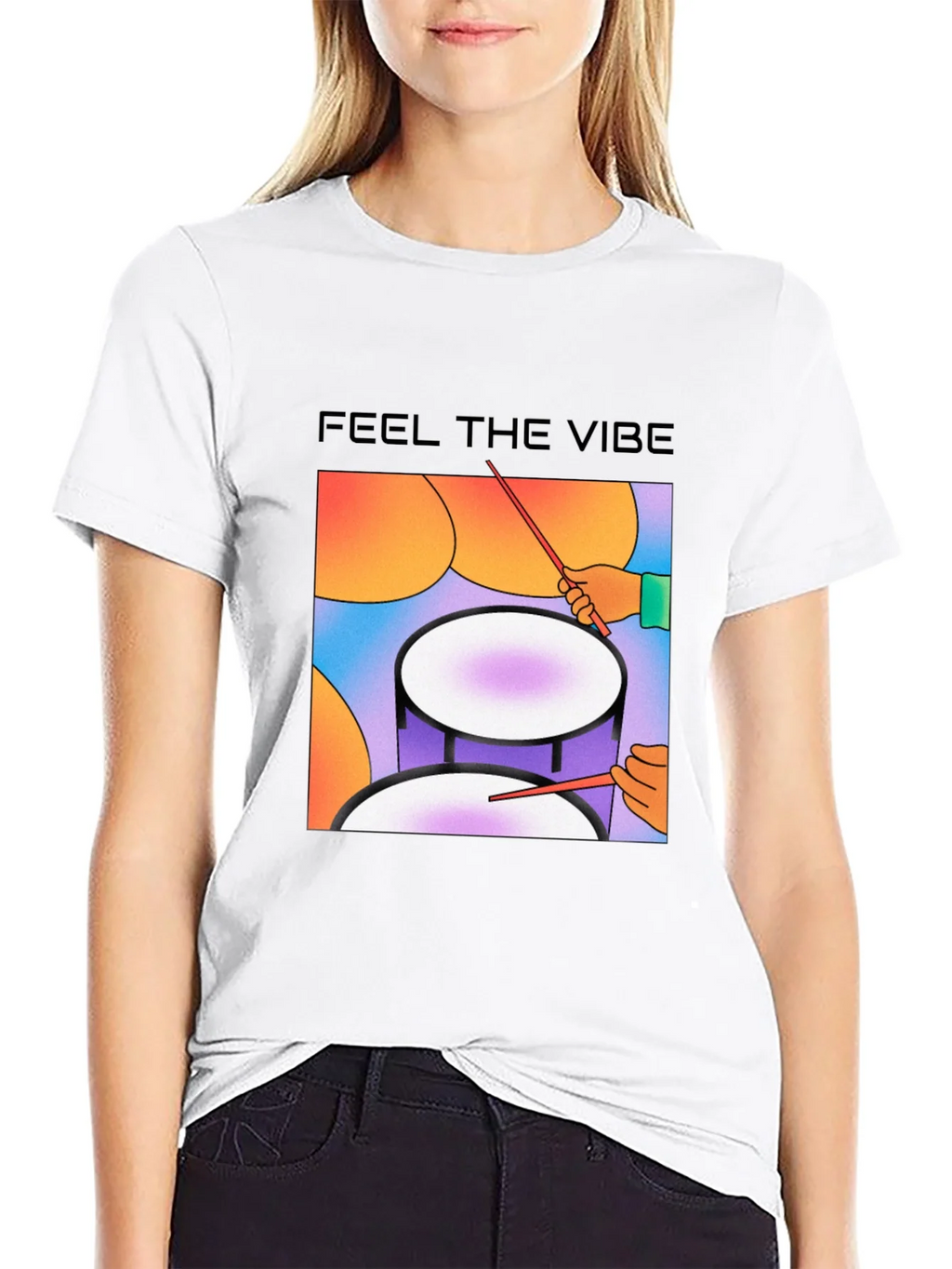 Feel The Vibe Graphic Tee - Drum Design product image 8