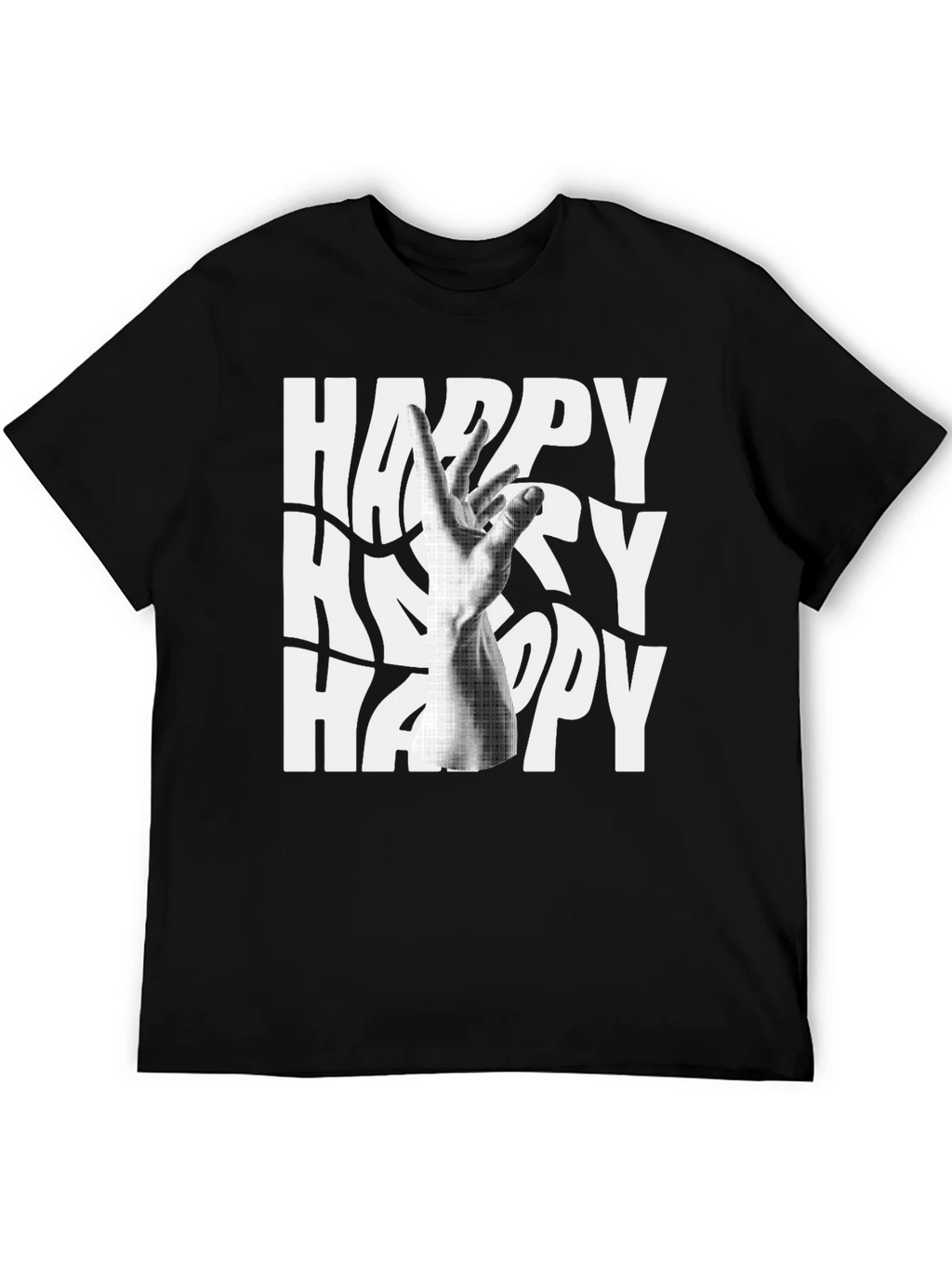 Happy Graphic Tee - Black Cotton Blend T-Shirt product image 5