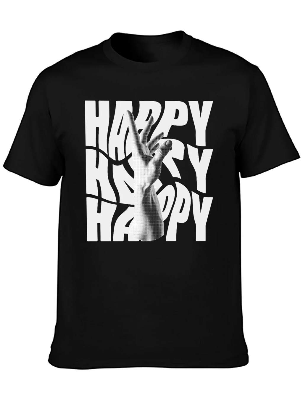 Happy Graphic Tee - Black Cotton Blend T-Shirt product image 3