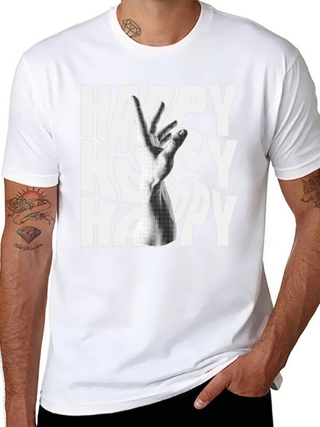 Happy Graphic Tee - Black Cotton Blend T-Shirt product image 7