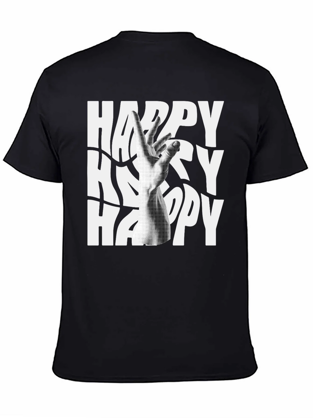Happy Graphic Tee - Black Cotton Blend T-Shirt product image 4