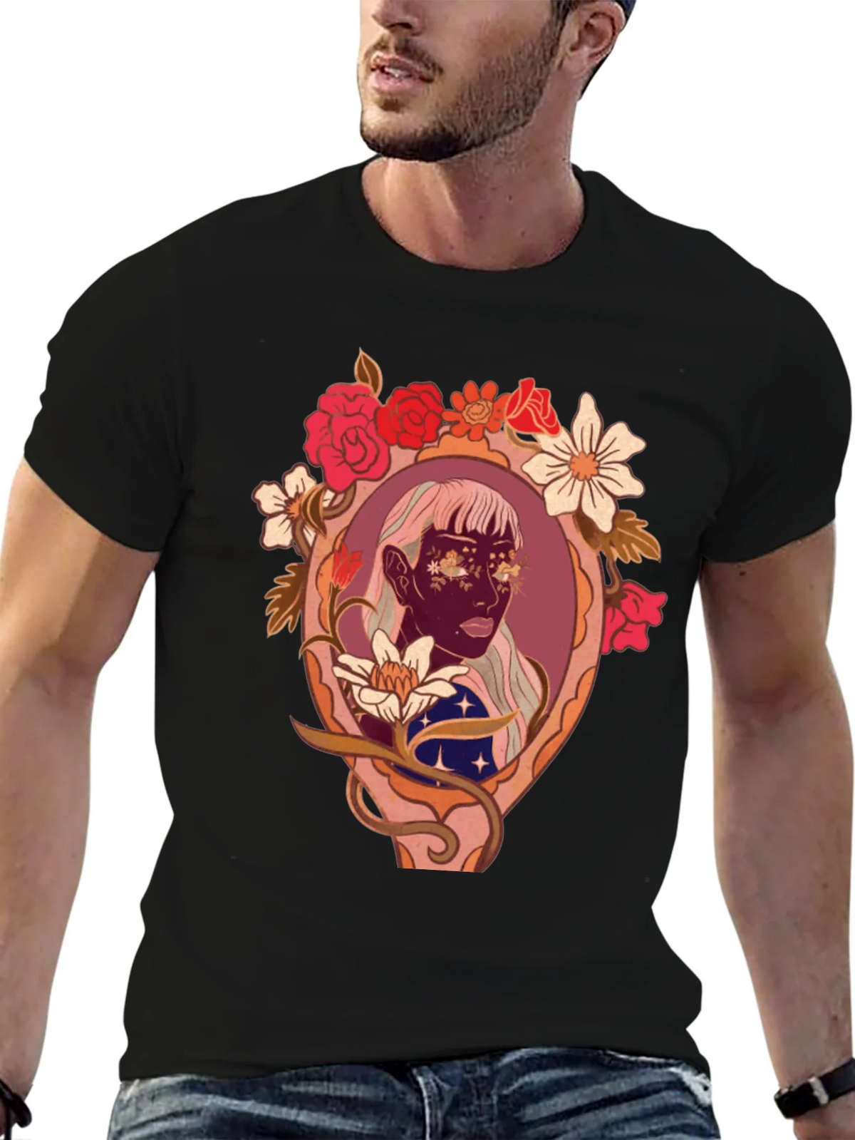 Floral Framed Face Graphic Tee product image 6