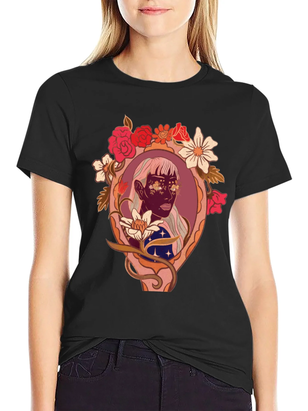 Floral Framed Face Graphic Tee product image 2