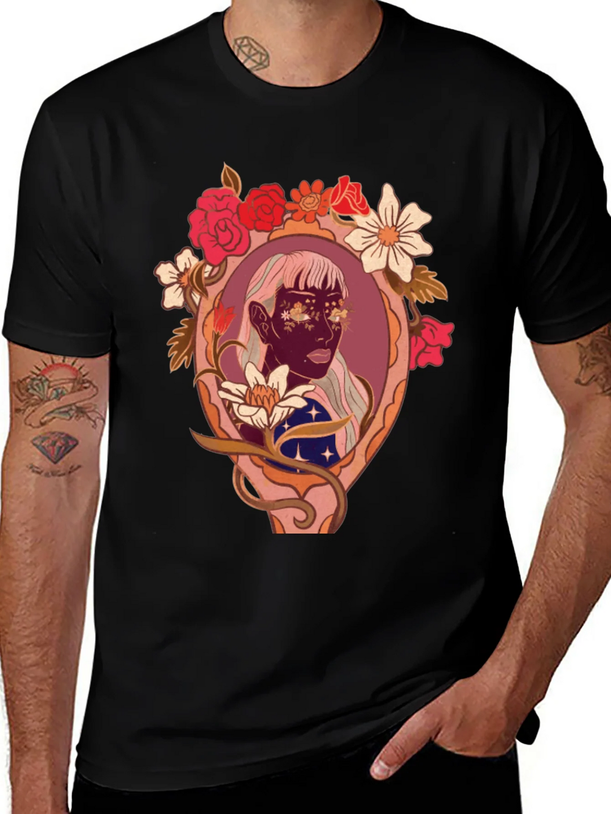 Floral Framed Face Graphic Tee product image 1