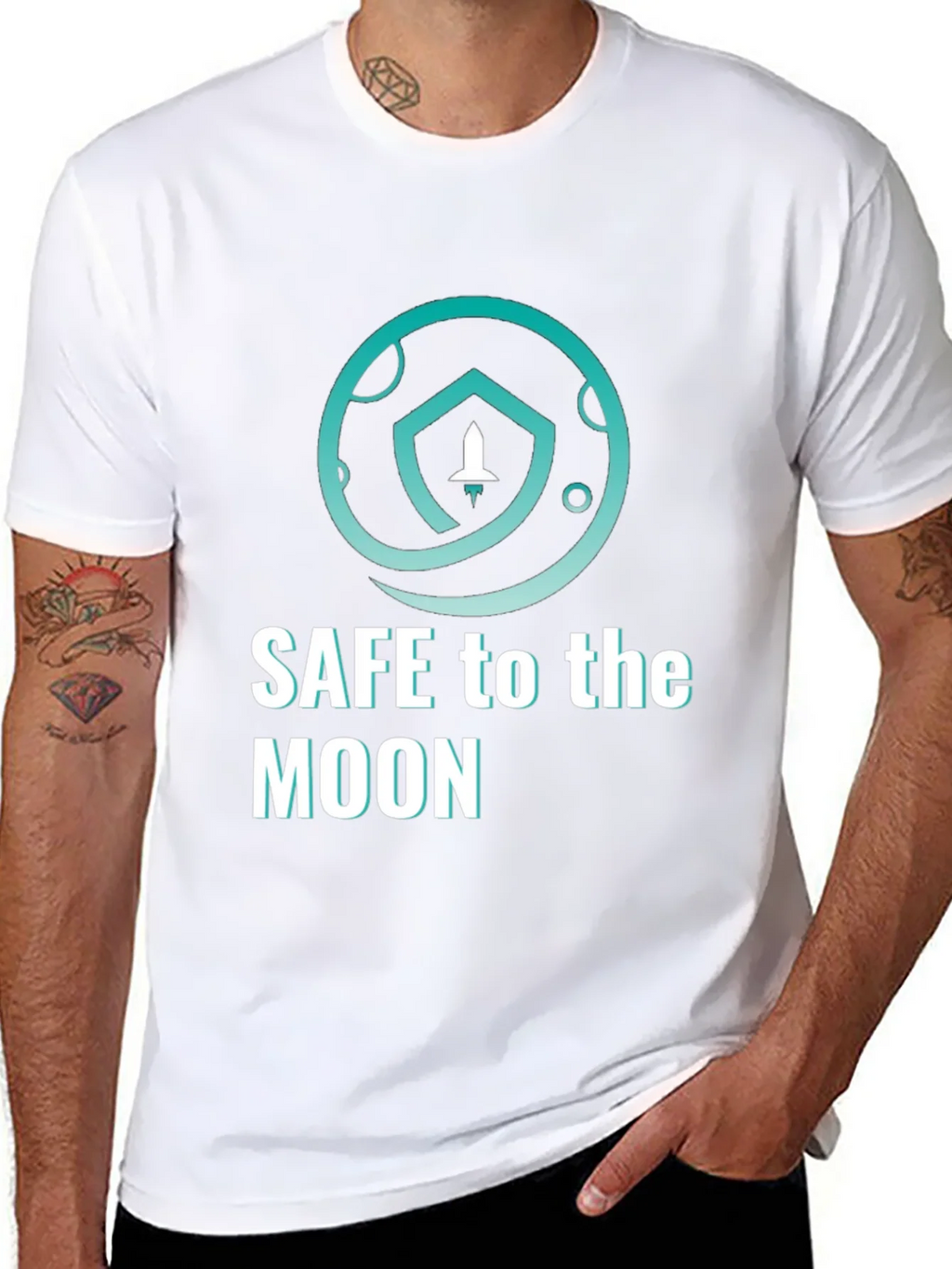 Safe To The Moon T-Shirt Black Cryptocurrency Graphic Tee product image 7
